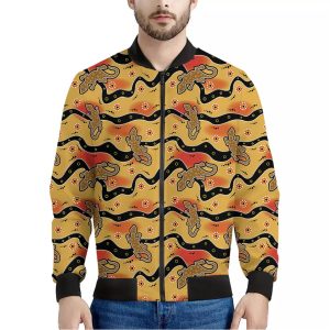 Aboriginal Lizard Pattern Print Bomber Jacket
