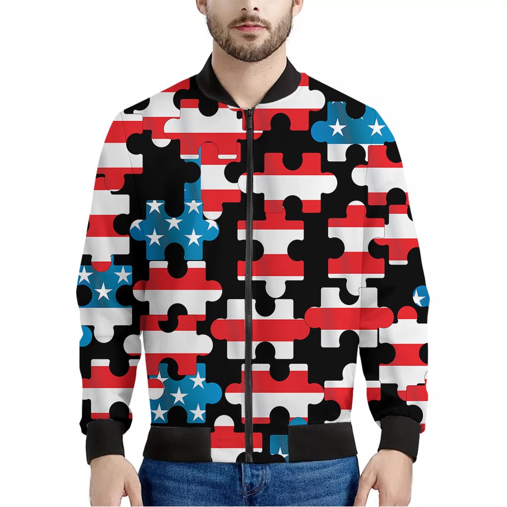 American Flag Jigsaw Puzzle Print Bomber Jacket We sell presents, you
