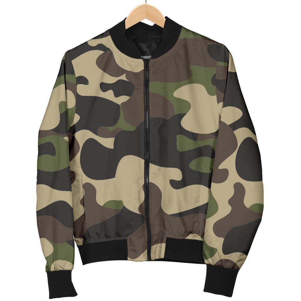 Men's Bomber Jacket - Camo Leaves - Cypress Green