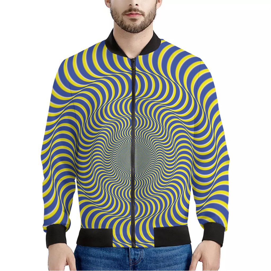 Blue And Yellow Illusory Motion Print Bomber Jacket – We sell presents ...