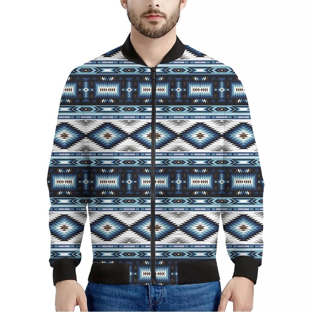 Native Navajo American Indians Aztec Tribal Print Men's Bomber Jacket