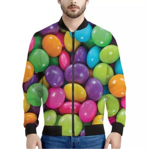 Colorful Chocolate Candy Print Bomber Jacket