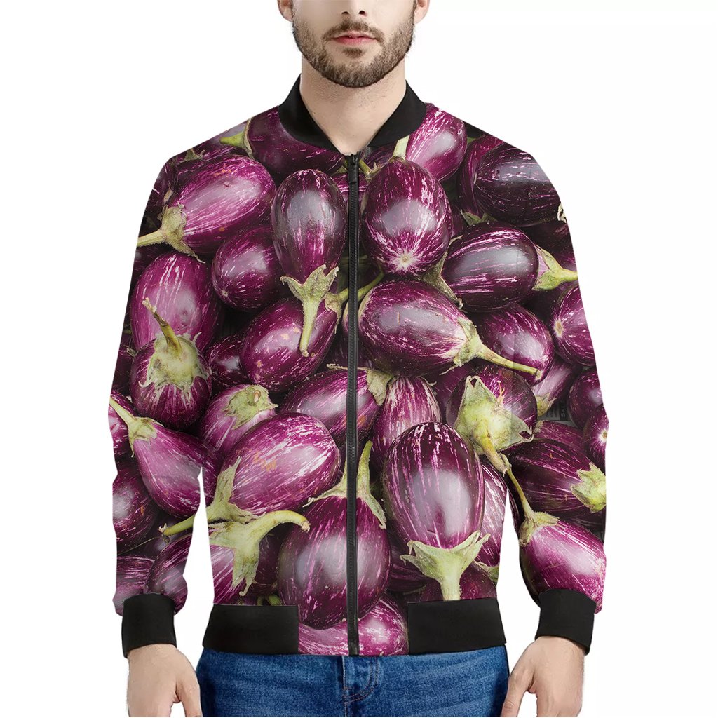 Eggplant Print Bomber Jacket We sell presents, you sell memories!