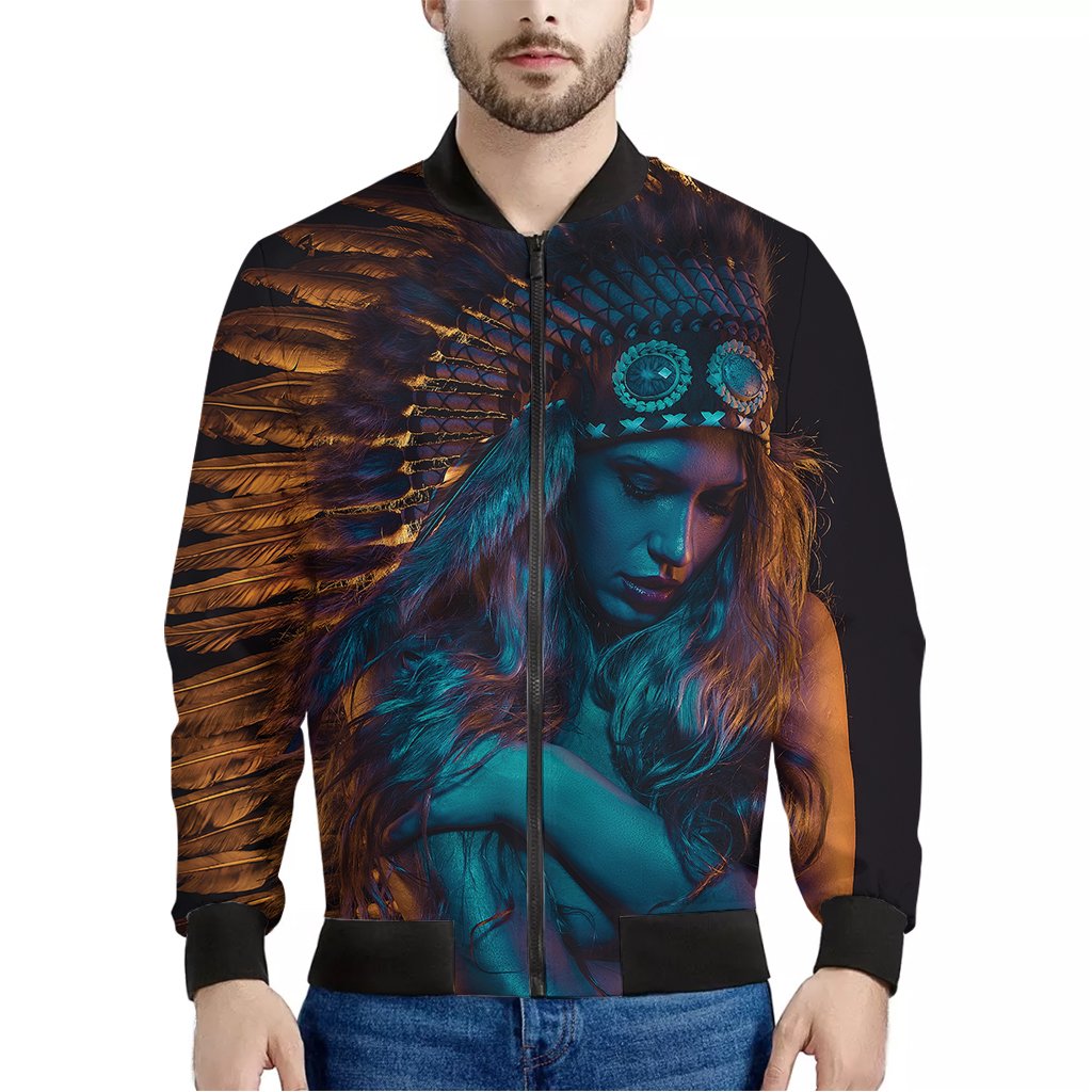 Native Indian Girl Portrait Print Bomber Jacket – We sell presents, you ...
