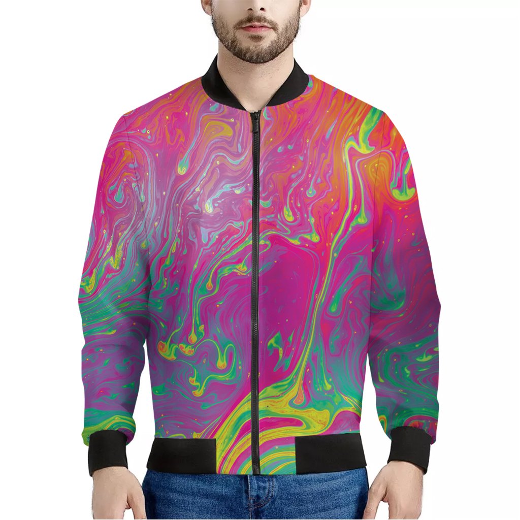 Black Skull Trippy Psychedelic Men's Bomber Jacket