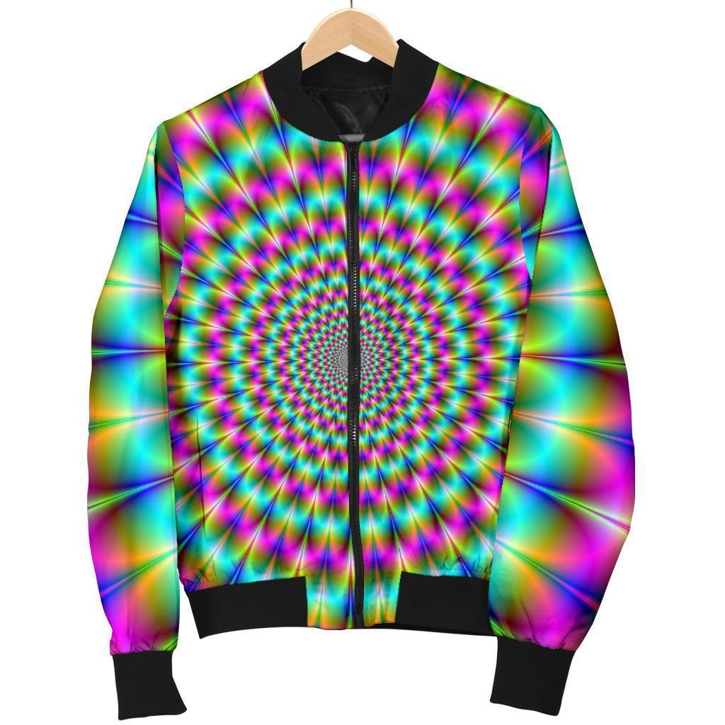 Psychedelic-Rave-Optical-Illusion-Bomber-Jacket Psychedelic Rave Optical Illusion Bomber Jacket