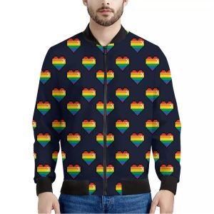 Rainbow Pixel 8-Bit LGBT Pride Heart Bomber Jacket