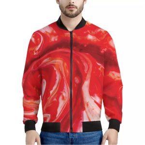 Red Acid Melt Print Bomber Jacket