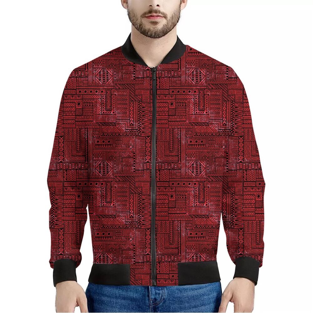 Red and Black Fire Graphic Zip-Up Jacket