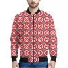 Red And White Bullseye Target Print Bomber Jacket