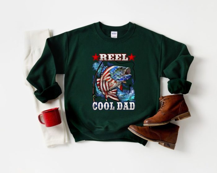 Reel Cool Dad Tshirt American Flag Dad Shirt Gift Fishing Dad Shirt Fishing Father Gift Dad Gift Shirt Gift