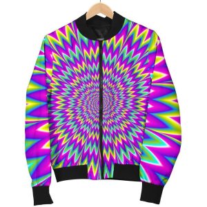Spiky Spiral Moving Optical Illusion Bomber Jacket