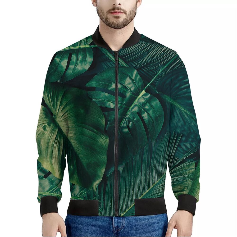 Autumn Leaf Print Men's Bomber Jacket