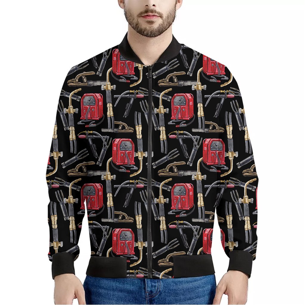Welding-Machine-Pattern-Print-Bomber-Jacket Welding Machine Pattern Print Bomber Jacket