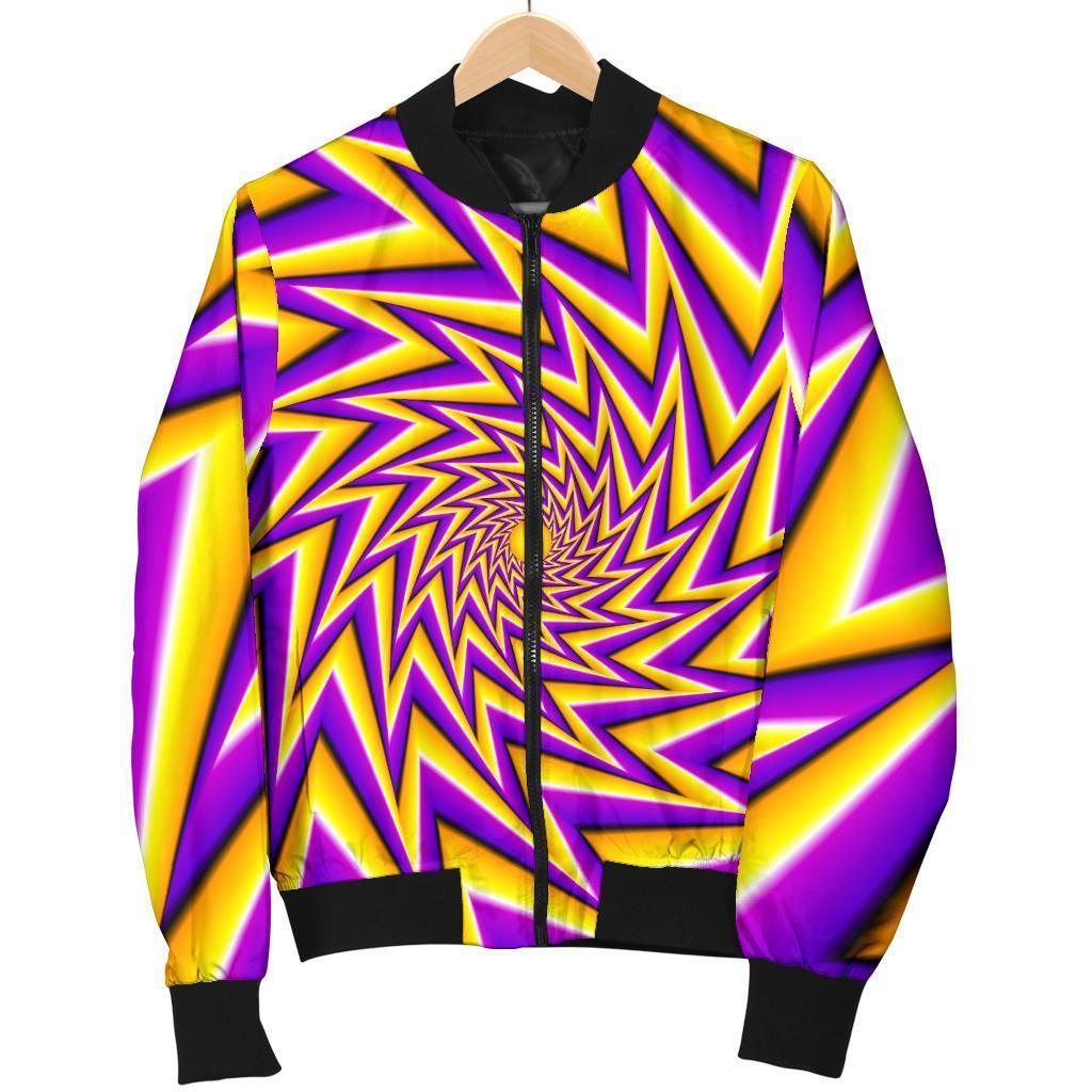 Yellow-Big-Bang-Moving-Optical-Illusion-Bomber-Jacket Yellow Big Bang Moving Optical Illusion Bomber Jacket