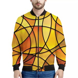 Yellow Stained Glass Mosaic Print Bomber Jacket