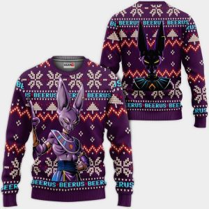 Beerus Ugly Christmas Sweater Pullover Hoodie Custom Anime Xmas Gifts