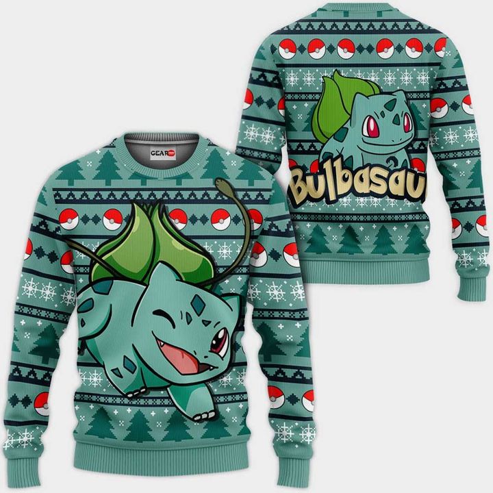 Bulbasaur-Ugly-Christmas-Sweater-Pullover-Hoodie-Custom-Anime-Xmas-Gifts Bulbasaur Ugly Christmas Sweater Pullover Hoodie Custom Anime Xmas Gifts