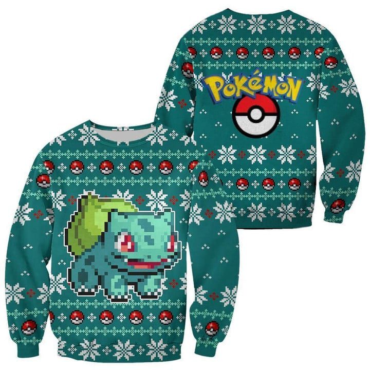 Bulbasaur-Ugly-Christmas-Sweater-Pullover-Hoodie-Custom-Xmas-Gift Bulbasaur Ugly Christmas Sweater Pullover Hoodie Custom Xmas Gift