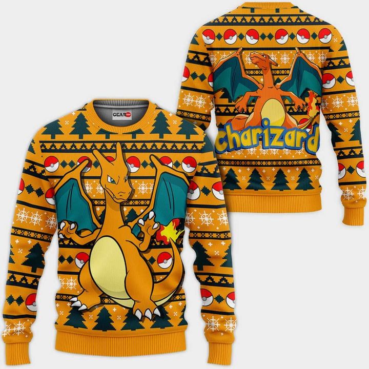 Charizard-Ugly-Christmas-Sweater-Pullover-Hoodie-Custom-Anime-Xmas-Gifts Charizard Ugly Christmas Sweater Pullover Hoodie Custom Anime Xmas Gifts