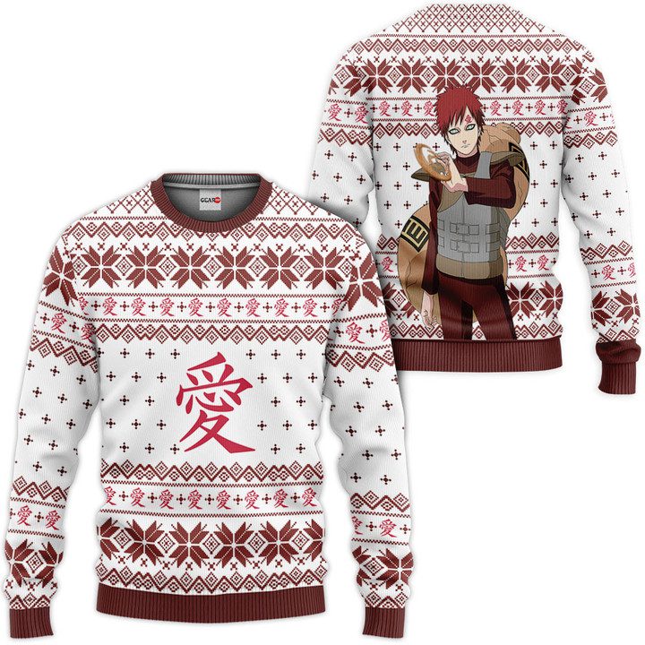 Gaara-Ugly-Christmas-Sweater-Pullover-Hoodie-Custom-For-Anime-Fans Gaara Ugly Christmas Sweater Pullover Hoodie Custom For Anime Fans
