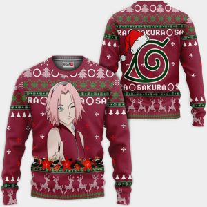 Haruno Sakura Ugly Christmas Sweater Pullover Hoodie Custom Anime Xmas Gifts