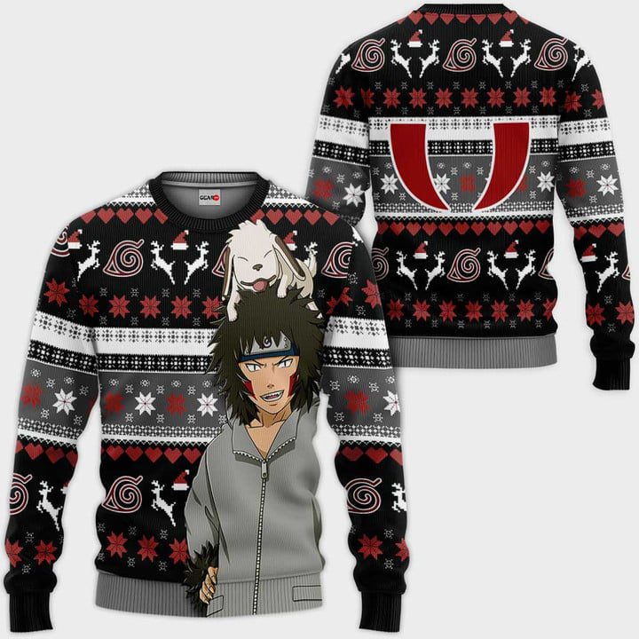 Kiba-Inuzuka-Ugly-Christmas-Sweater-Pullover-Hoodie-Custom-Anime Kiba Inuzuka Ugly Christmas Sweater Pullover Hoodie Custom Anime