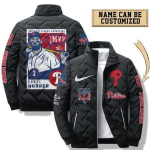 Philadelphia Phillies Bryce Harper Padded Jacket Stand Collar Coats