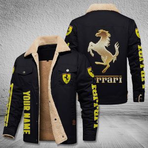 Ferrari Cars Logo Personalized Fleece Cargo Jacket Winter Jacket FCJ1011
