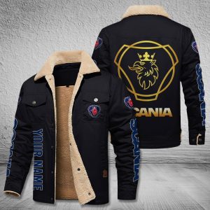 Scania Cars Logo Personalized Fleece Cargo Jacket Winter Jacket FCJ1028