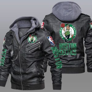 Boston Celtics Black Brown Leather Jacket LIZ110