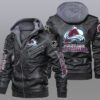 Colorado Avalanche Black Brown Leather Jacket LIZ113