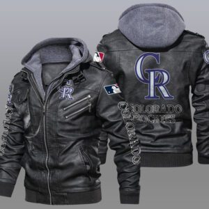 Colorado Rockies Black Brown Leather Jacket LIZ124