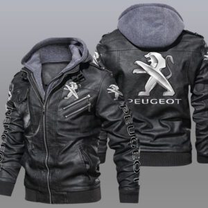 Peugeot Black Brown Leather Jacket LIZ051