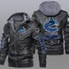 Vancouver Canucks Black Brown Leather Jacket LIZ133