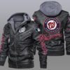 Washington Nationals Black Brown Leather Jacket LIZ173