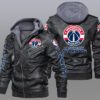 Washington Wizards Black Brown Leather Jacket LIZ210