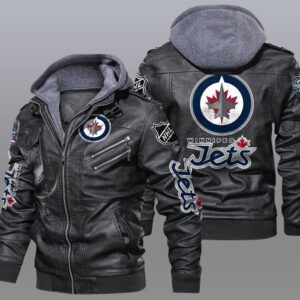 Winnipeg Jets Black Brown Leather Jacket LIZ116