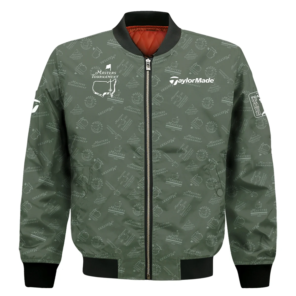 2024 Golf Pattern Masters Tournament Taylor Made Bomber Jacket Dark Green Pattern Bomber Jacket GBJ1356