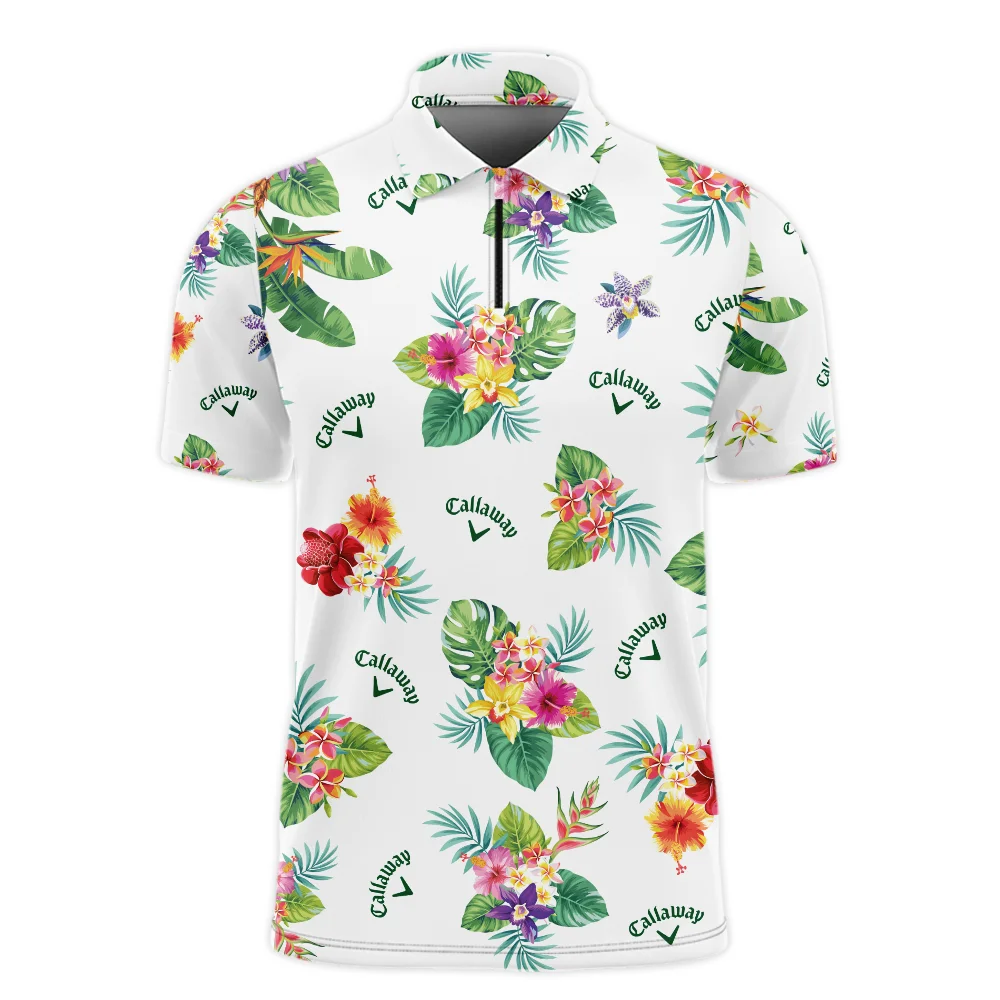 Callaway Hawaiian Flower Zipper Polo Shirt ZPL1615