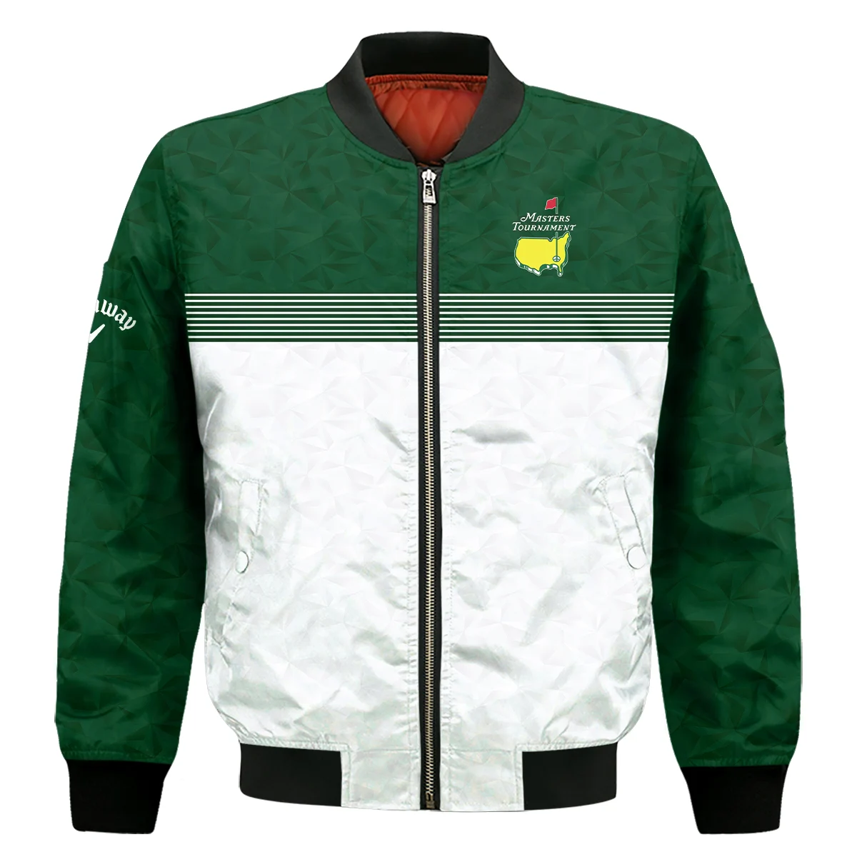 Masters Tournament Callaway Bomber Jacket White Pattern White Geometric Abstract Polygon Shape Bomber Jacket GBJ1360