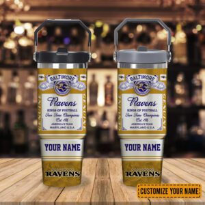 Baltimore Ravens NFL Kings of Football Personalized Stanley IceFlow Flip Straw Tumbler 30Oz