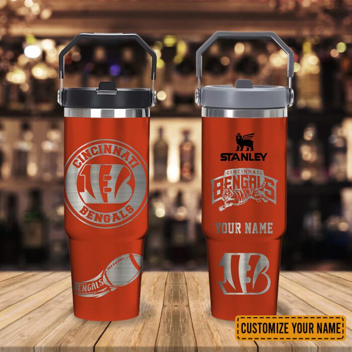Cincinnati Bengals NFL Football Personalized Stanley IceFlow Flip Straw Tumbler 30Oz