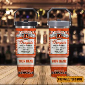 Cincinnati Bengals NFL Kings of Football Personalized Stanley IceFlow Flip Straw Tumbler 30Oz