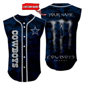 Dallas Cowboys Camo Sleeveless Baseball Jersey Tank Top Custom Name BBTJ1073