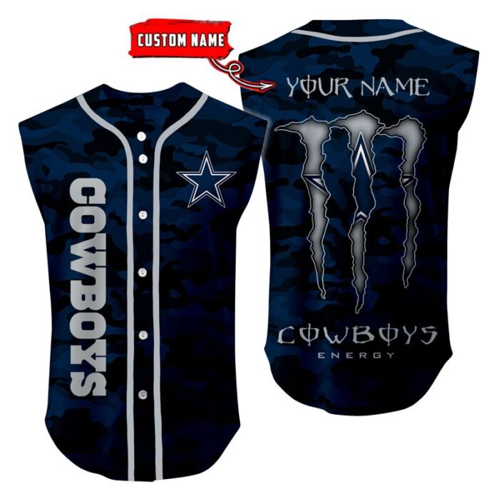 Dallas Cowboys Camo Sleeveless Baseball Jersey Tank Top Custom Name BBTJ1073