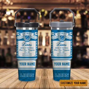 Detroit Lions NFL Kings of Football Personalized Stanley IceFlow Flip Straw Tumbler 30Oz