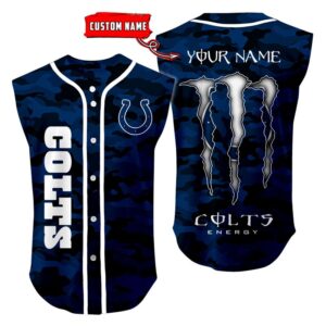 Indianapolis Colts Camo Sleeveless Baseball Jersey Tank Top Custom Name BBTJ1078