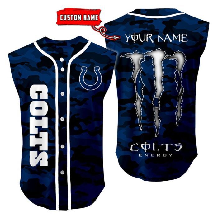 Indianapolis Colts Camo Sleeveless Baseball Jersey Tank Top Custom Name BBTJ1078
