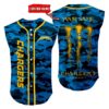 Los Angeles Chargers Camo Sleeveless Baseball Jersey Tank Top Custom Name BBTJ1082